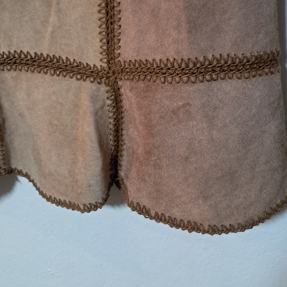 Express Womens Genuine Leather Suede Brown Skirt … - image 3